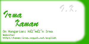 irma kaman business card